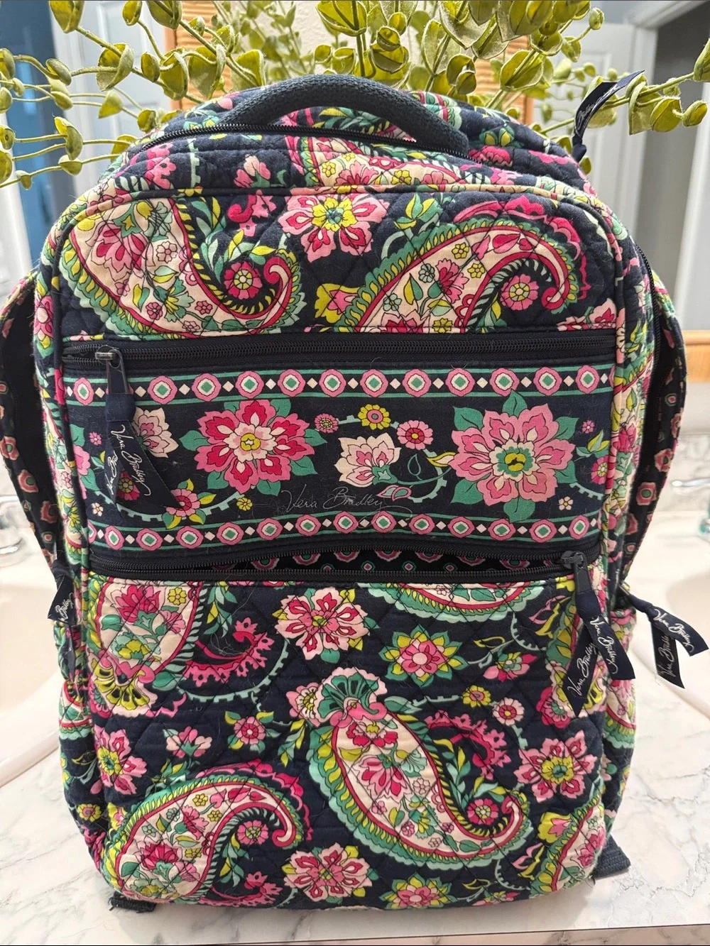 Vera Bradley Floral Paisley Black Quilted Backpack